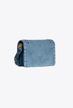 Sacs À Bandoulière|PINKO Mini Love Bag Click En Denim Denim-Or Antique