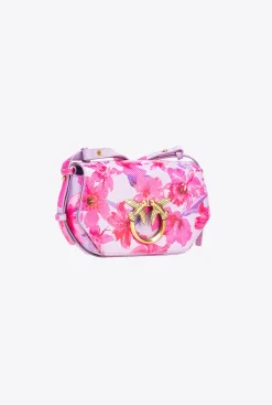 Sacs À Main|PINKO Mini Love Bag Click Exagon Fleurs Tropicales Lilas/Rose Clair/Fuchsia-Or Antique