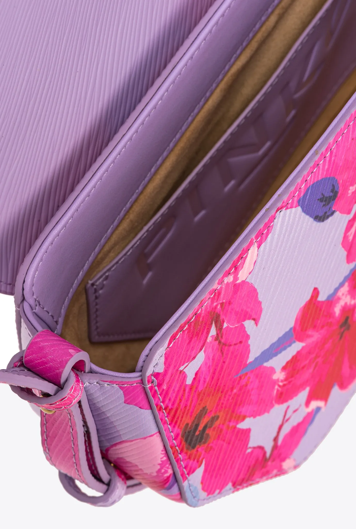 Sacs À Main|PINKO Mini Love Bag Click Exagon Fleurs Tropicales Lilas/Rose Clair/Fuchsia-Or Antique