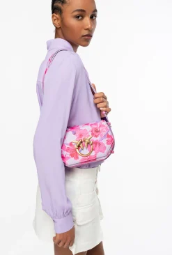 Sacs À Main|PINKO Mini Love Bag Click Exagon Fleurs Tropicales Lilas/Rose Clair/Fuchsia-Or Antique