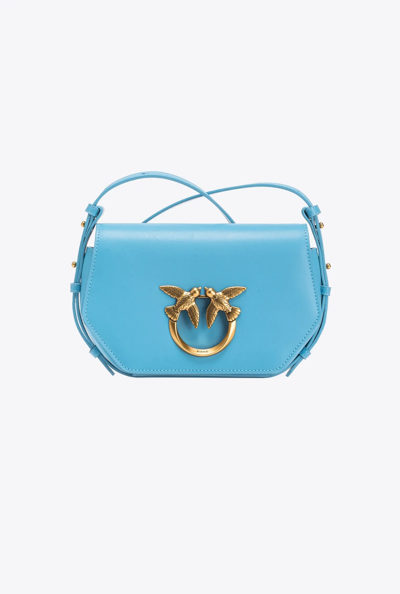 Sacs À Main|PINKO Mini Love Bag Click Exagon Simply Bleu Ciel-Or Antique