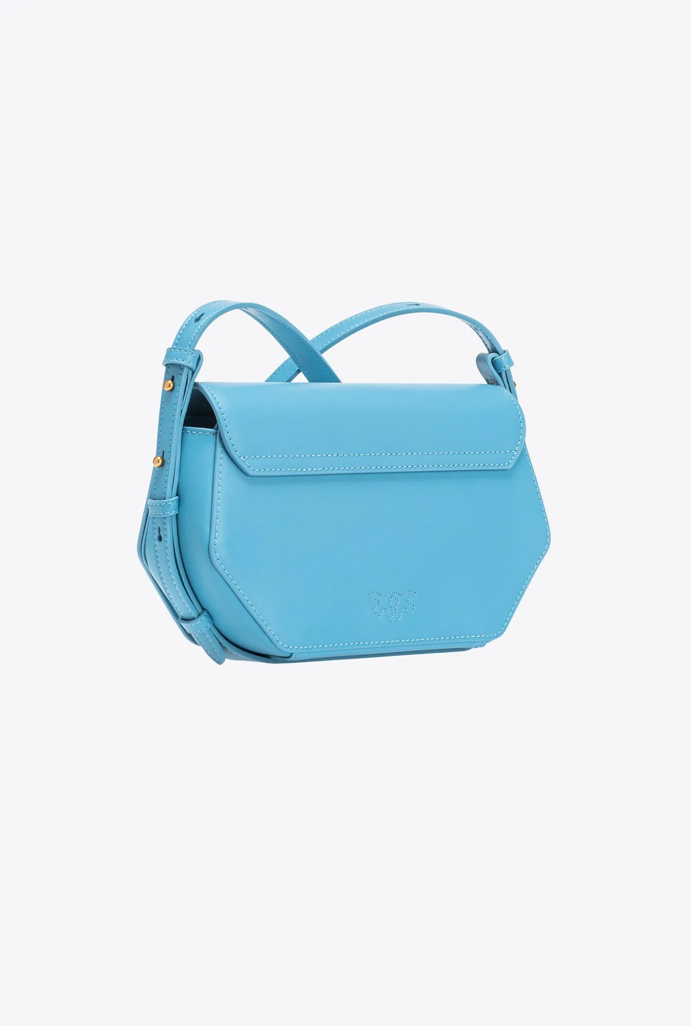 Sacs À Main|PINKO Mini Love Bag Click Exagon Simply Bleu Ciel-Or Antique