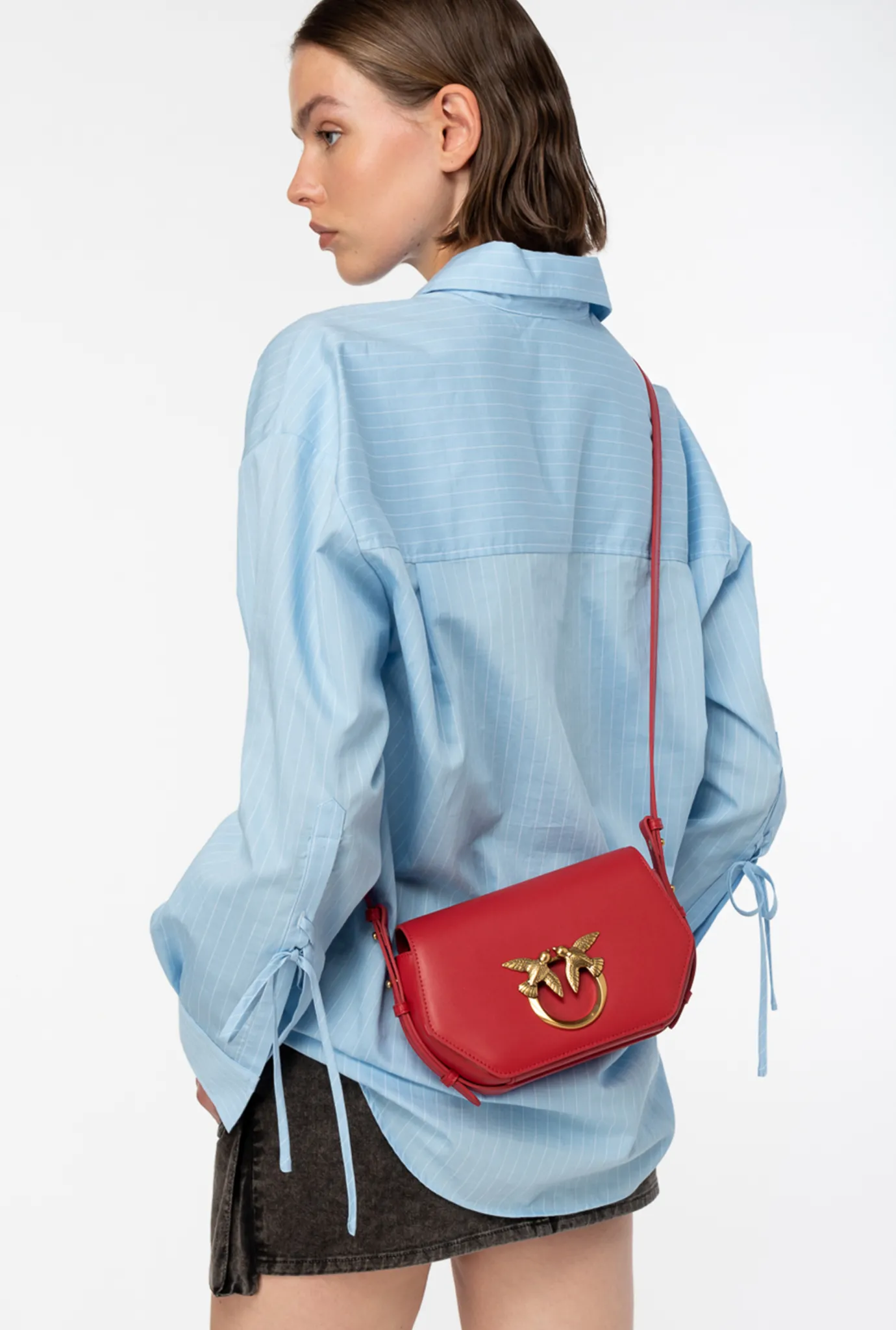 Sacs À Main|PINKO Mini Love Bag Click Exagon Simply Rouge Grenat-Or Antique