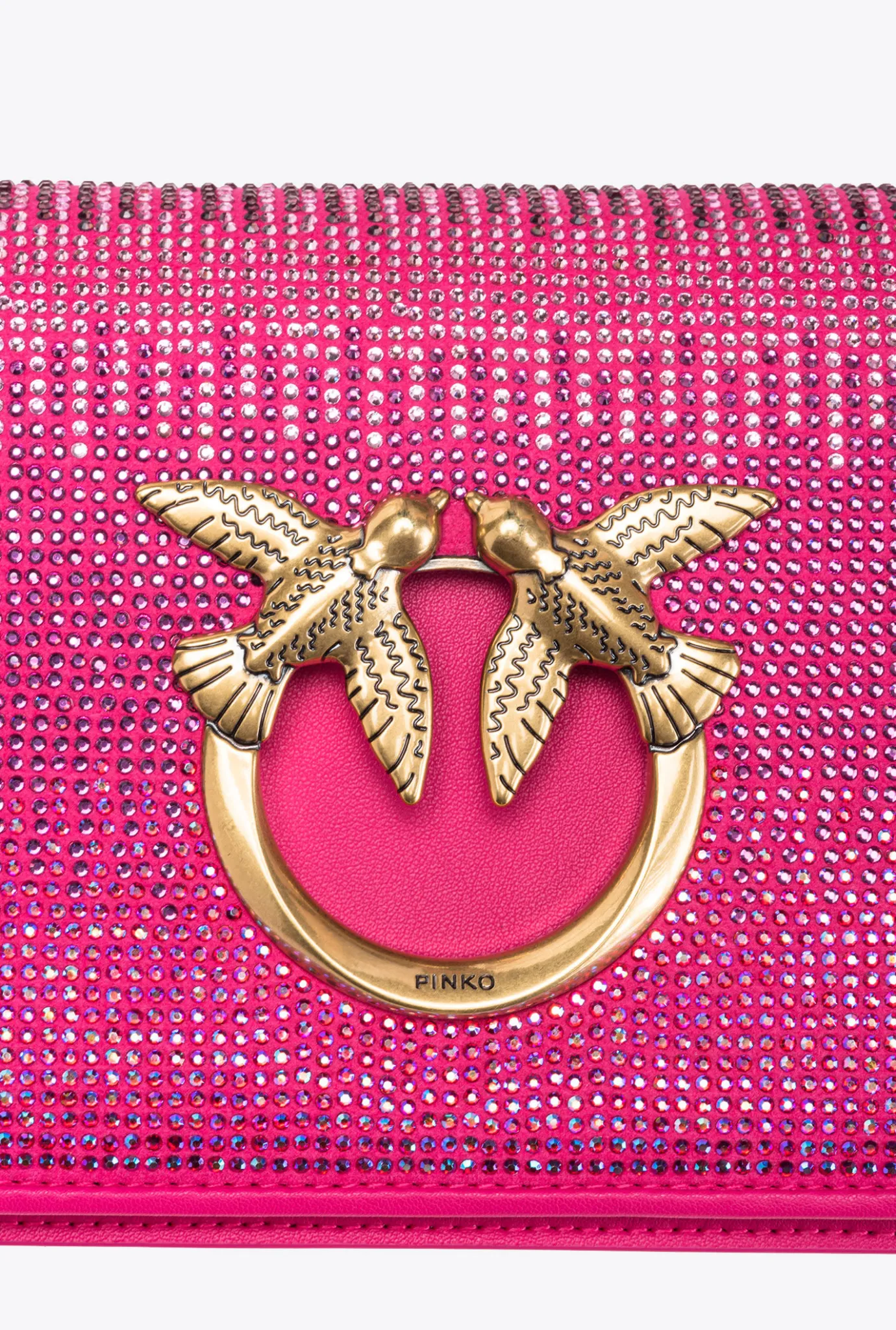 Sacs De Soirée|PINKO Mini Love Bag Click Full Strass Rose Pinko-Or Antique