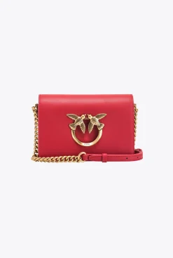 Sacs À Bandoulière|PINKO Mini Love Bag Click Simply Rouge Grenat-Or Antique