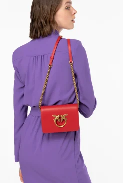 Sacs À Bandoulière|PINKO Mini Love Bag Click Simply Rouge Grenat-Or Antique