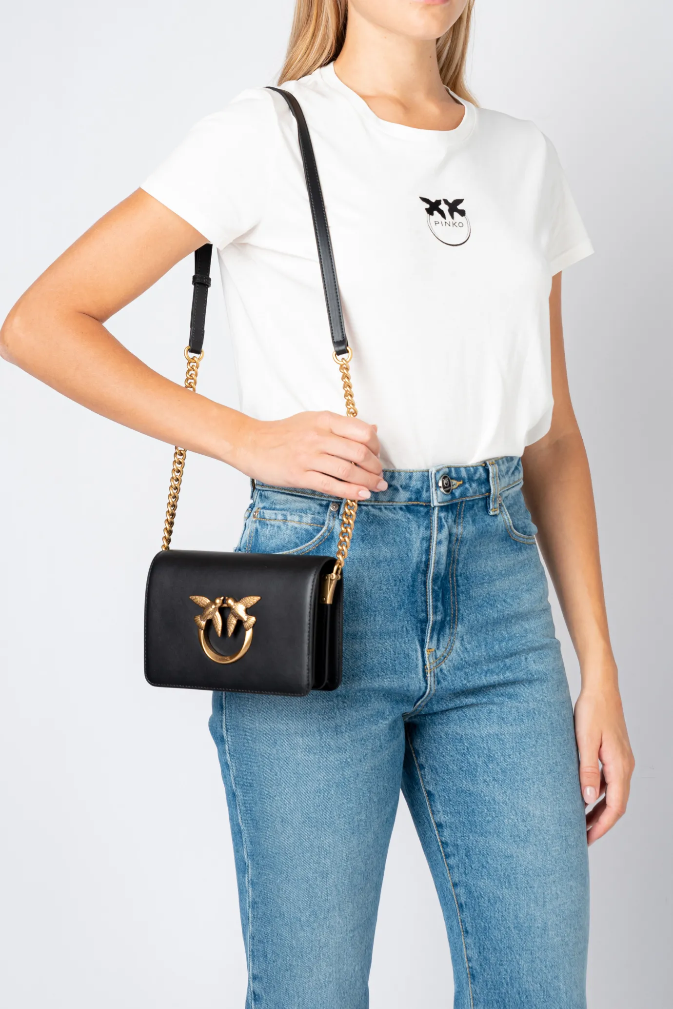 Sacs À Bandoulière|PINKO Mini Love Bag Click Simply Noir-Vieil Or