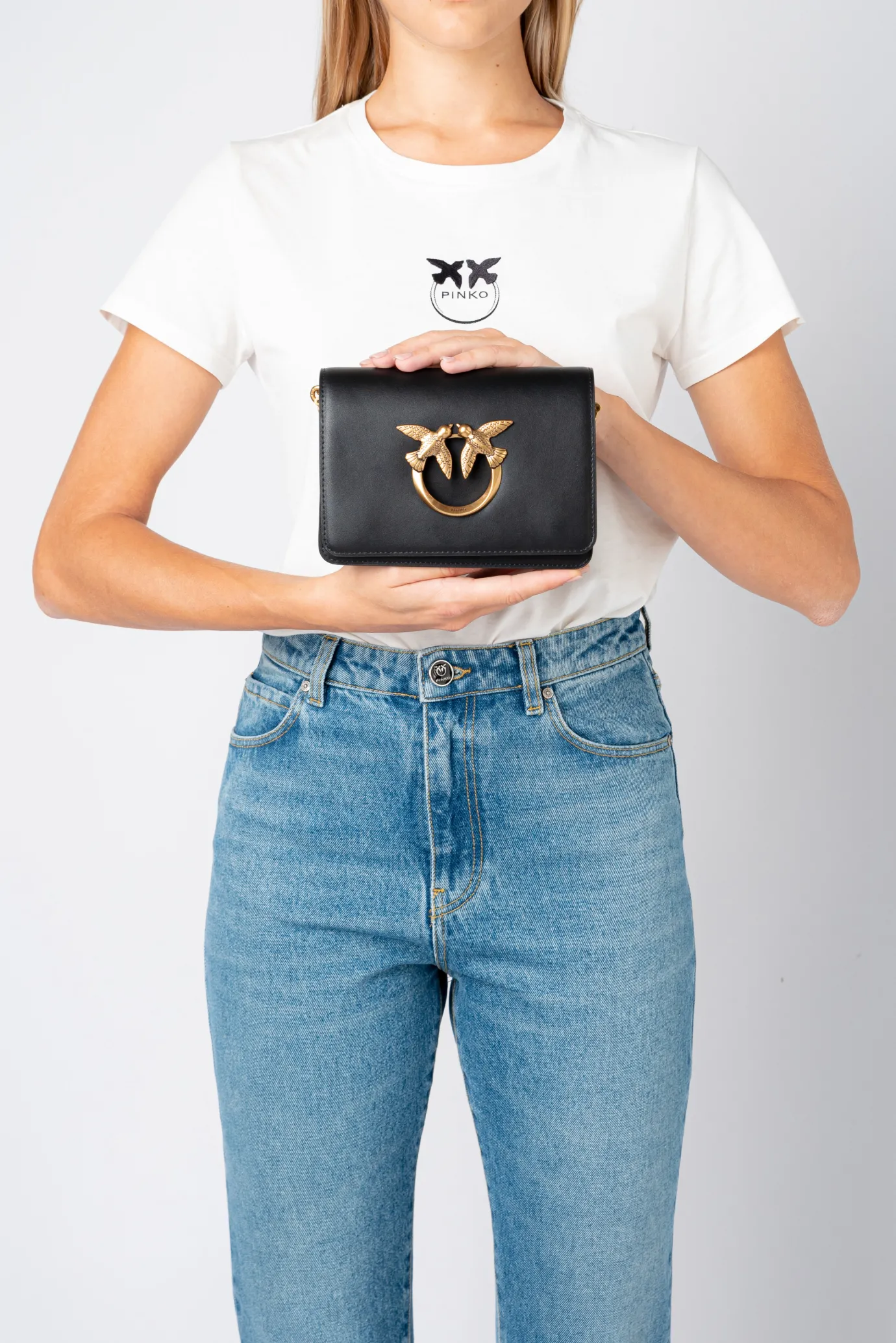Sacs À Bandoulière|PINKO Mini Love Bag Click Simply Noir-Vieil Or