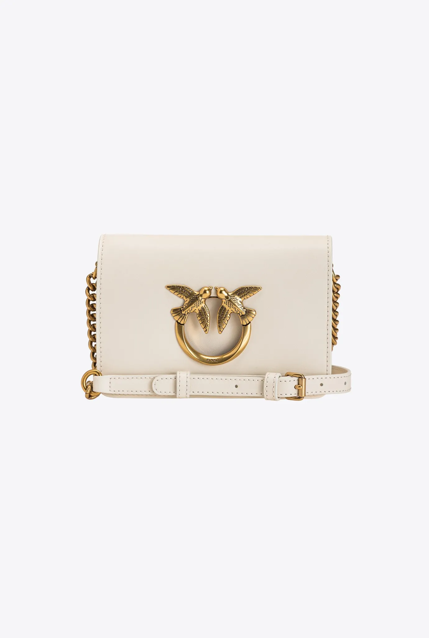 Sacs À Bandoulière|PINKO Mini Love Bag Click Simply Blanc+Blanc-Or Antique