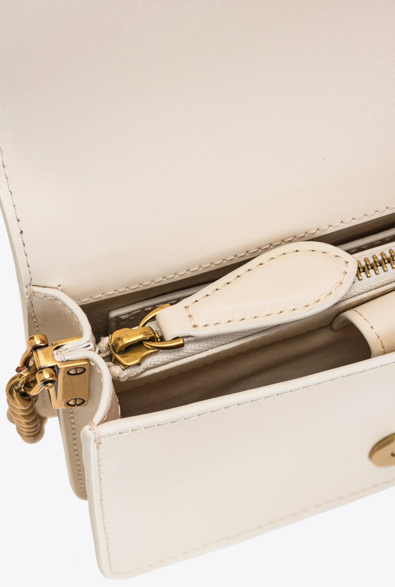 Sacs À Bandoulière|PINKO Mini Love Bag Click Simply Blanc+Blanc-Or Antique