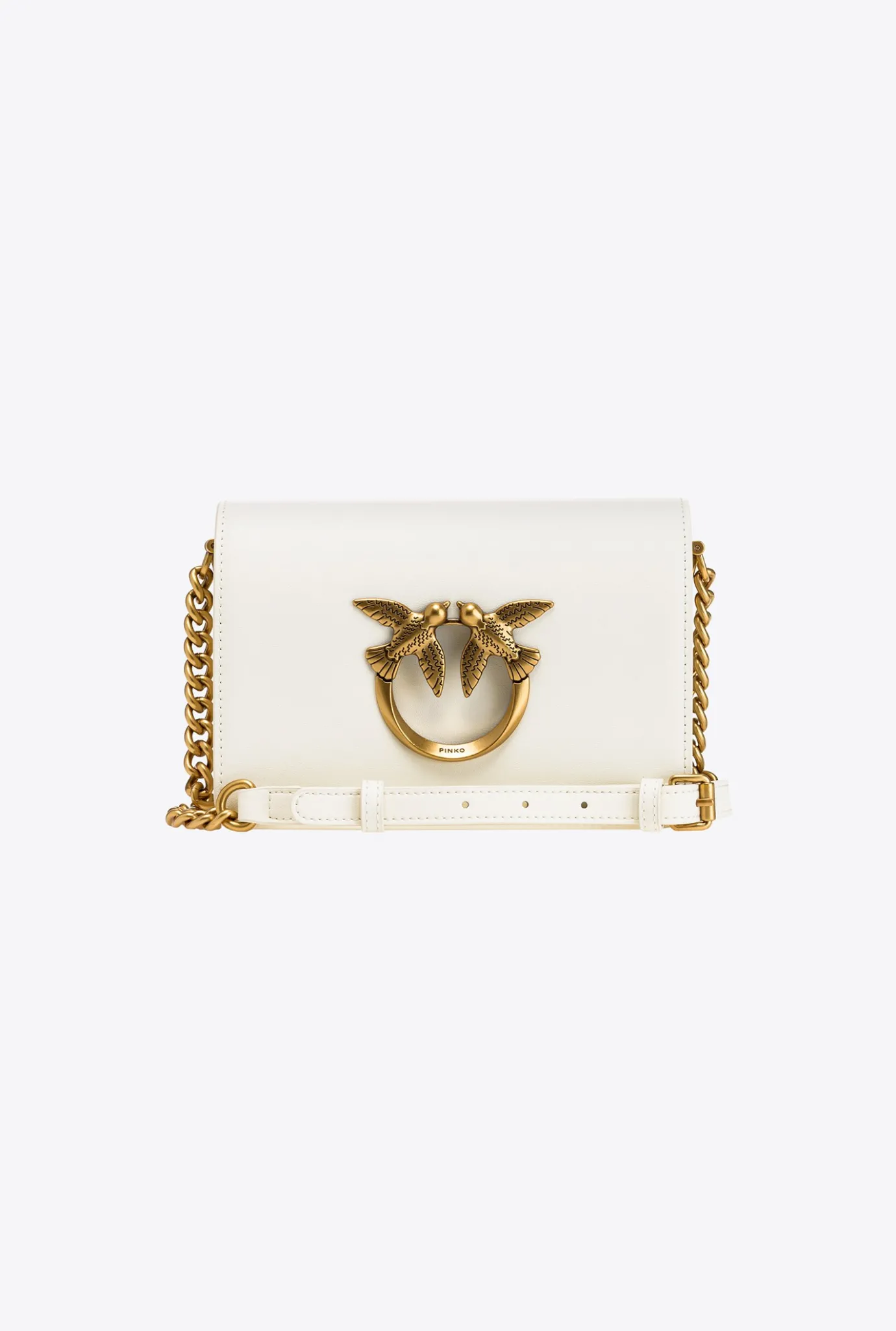 Sacs À Bandoulière|PINKO Mini Love Bag Click Simply Blanc+Blanc-Or Antique
