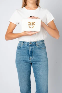 Sacs À Bandoulière|PINKO Mini Love Bag Click Simply Blanc+Blanc-Or Antique