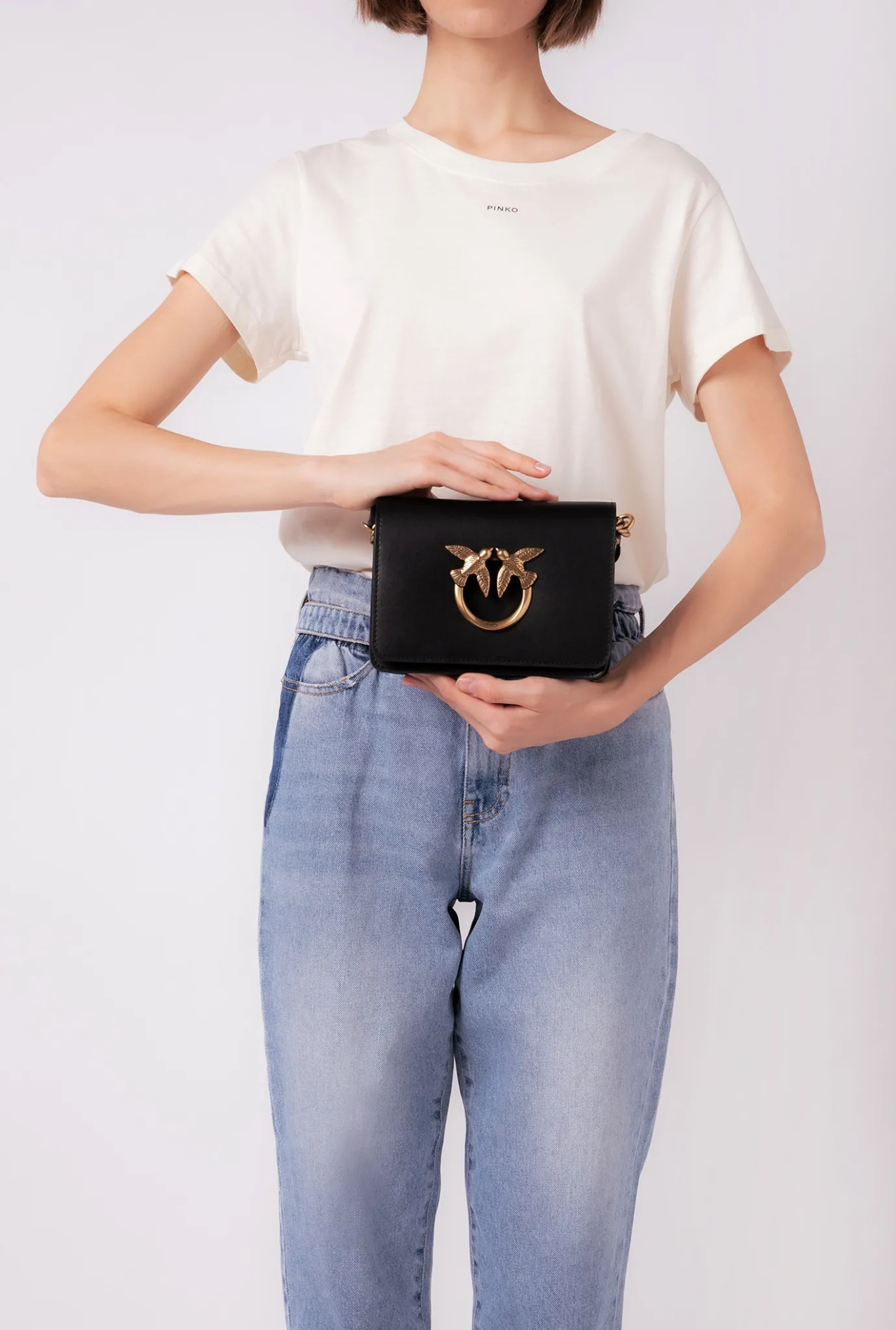 Sacs À Bandoulière|PINKO Mini Love Bag Click Simply Noir-Vieil Or