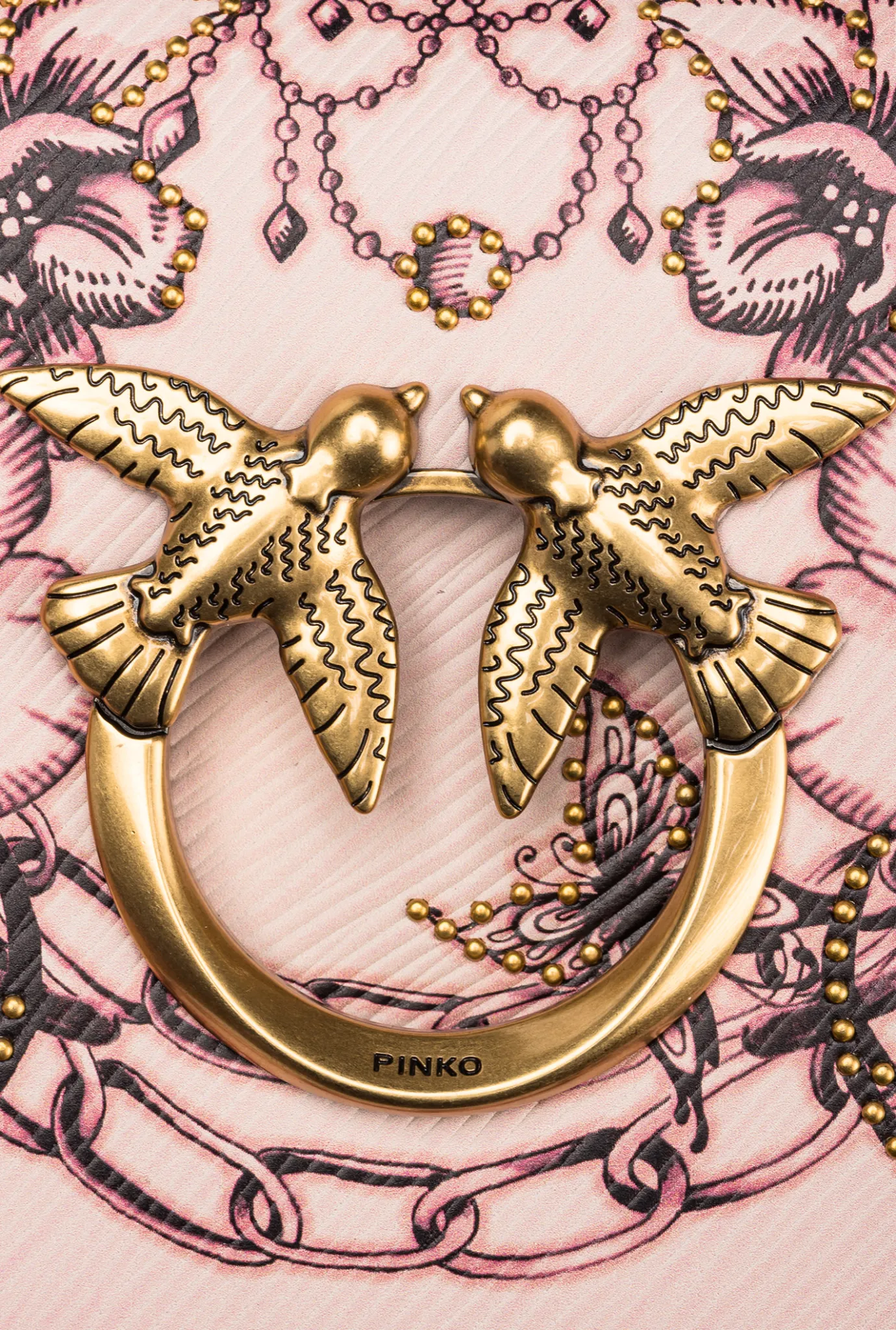 Sacs De Soirée|PINKO Mini Love Bag Click Tattoo Beurre/Noir-Or Antique