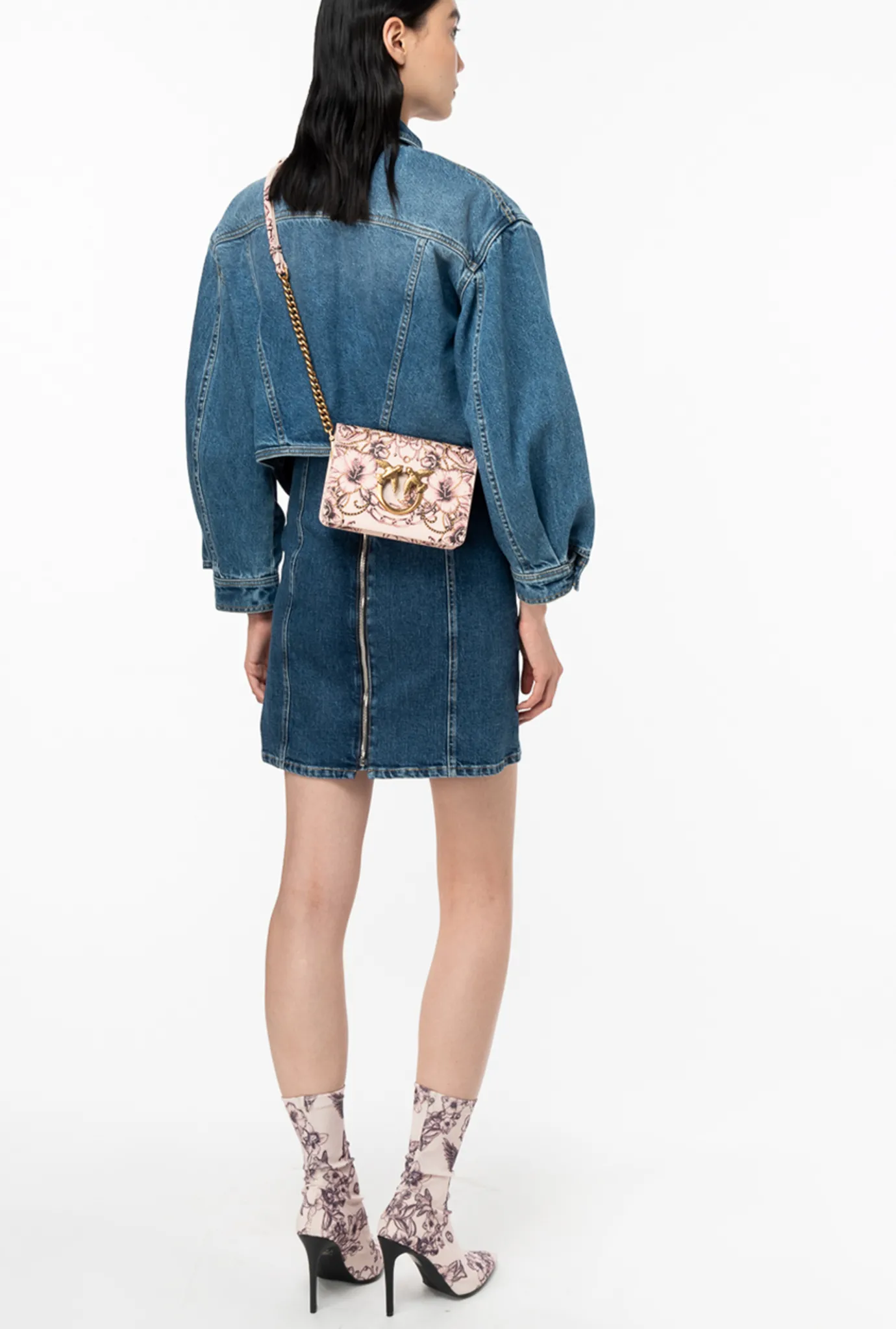 Sacs De Soirée|PINKO Mini Love Bag Click Tattoo Beurre/Noir-Or Antique