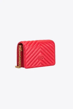 Sacs À Bandoulière|PINKO Mini Love Bag Click V Quilt Rouge-Or Antique