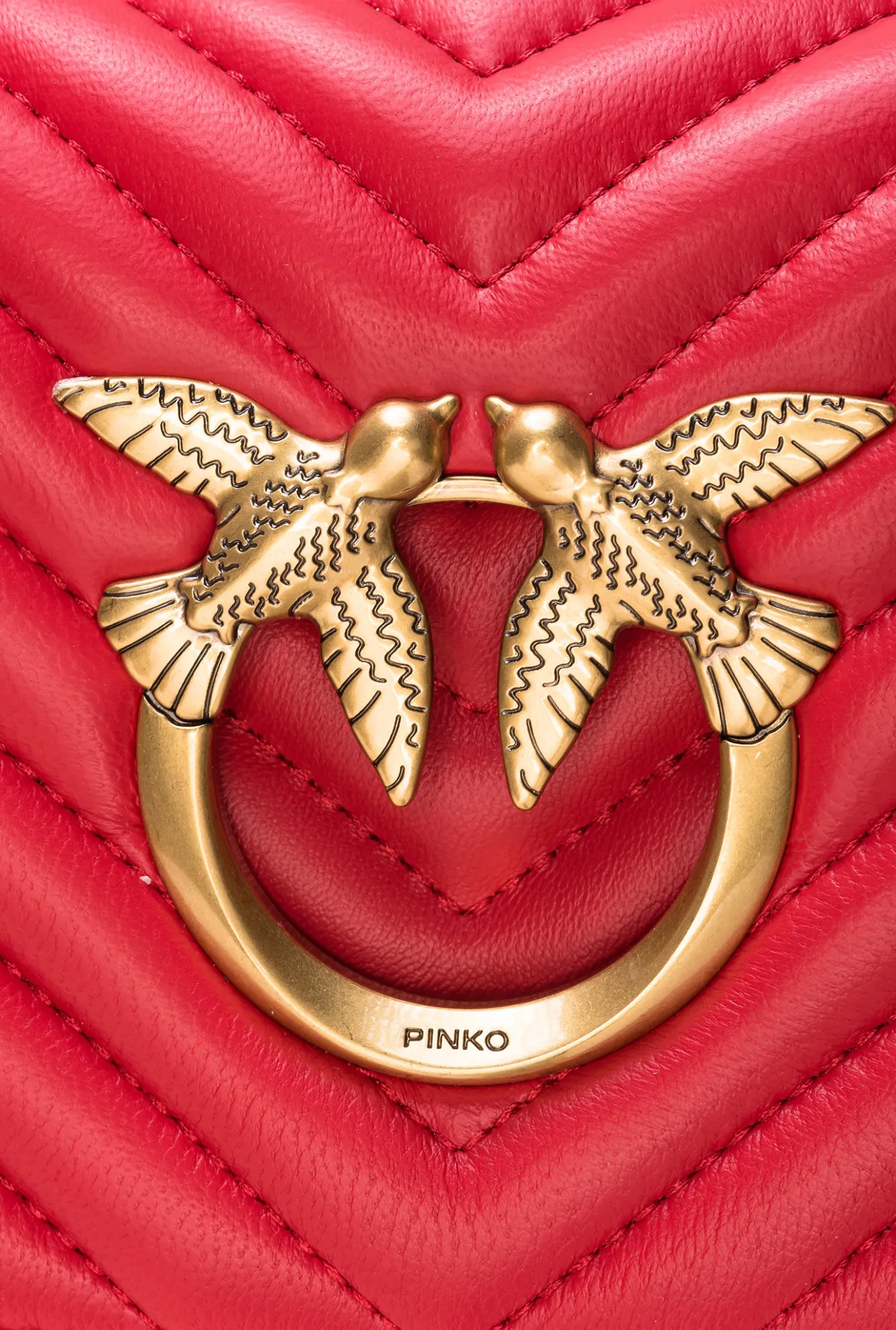 Sacs À Bandoulière|PINKO Mini Love Bag Click V Quilt Rouge-Or Antique