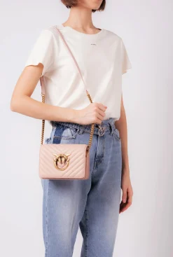 Sacs À Bandoulière|PINKO Mini Love Bag Click V Quilt Rose/Rose Poudre-Or Antique