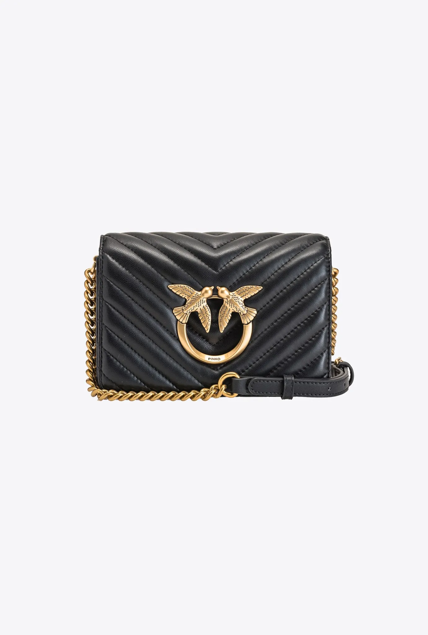Sacs À Bandoulière|PINKO Mini Love Bag Click V Quilt Noir-Vieil Or