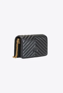 Sacs À Bandoulière|PINKO Mini Love Bag Click V Quilt Noir-Vieil Or