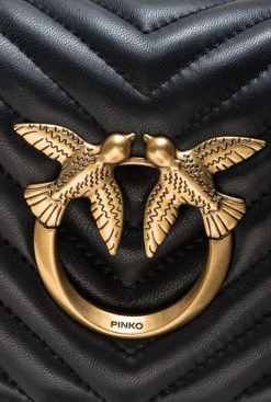 Sacs À Bandoulière|PINKO Mini Love Bag Click V Quilt Noir-Vieil Or