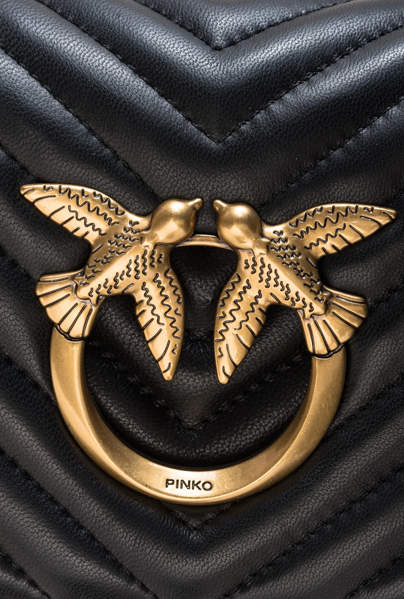 Sacs À Bandoulière|PINKO Mini Love Bag Click V Quilt Noir-Vieil Or