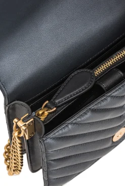 Sacs À Bandoulière|PINKO Mini Love Bag Click V Quilt Noir-Vieil Or