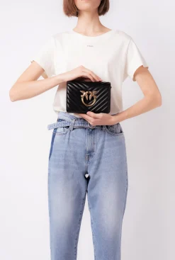 Sacs À Bandoulière|PINKO Mini Love Bag Click V Quilt Noir-Vieil Or
