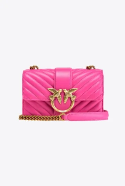 Sacs À Bandoulière|PINKO Mini Love Bag Icon Chevron Fuchsia-Or Antique