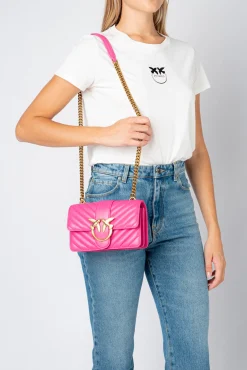 Sacs À Bandoulière|PINKO Mini Love Bag Icon Chevron Fuchsia-Or Antique