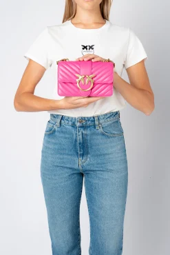 Sacs À Bandoulière|PINKO Mini Love Bag Icon Chevron Fuchsia-Or Antique