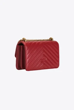 Sacs Portés Épaule|PINKO Mini Love Bag Icon Chevron Rouge Rubis-Or Antique