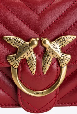 Sacs Portés Épaule|PINKO Mini Love Bag Icon Chevron Rouge Rubis-Or Antique