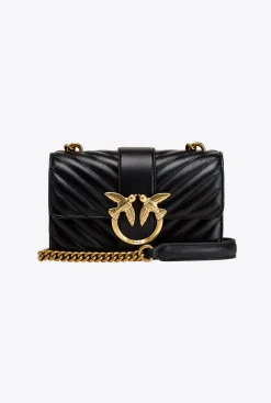 Sacs À Bandoulière|PINKO Mini Love Bag Icon Chevron Noir-Vieil Or