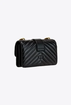 Sacs À Bandoulière|PINKO Mini Love Bag Icon Chevron Noir-Vieil Or