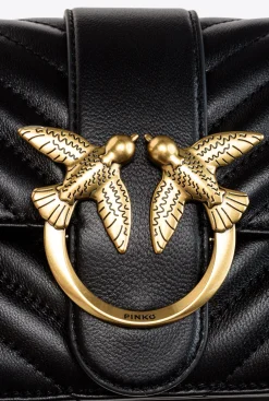 Sacs À Bandoulière|PINKO Mini Love Bag Icon Chevron Noir-Vieil Or