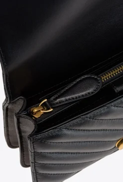 Sacs À Bandoulière|PINKO Mini Love Bag Icon Chevron Noir-Vieil Or