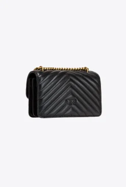 Sacs À Bandoulière|PINKO Mini Love Bag Icon Chevron Noir-Vieil Or