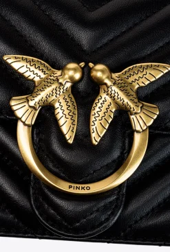 Sacs À Bandoulière|PINKO Mini Love Bag Icon Chevron Noir-Vieil Or
