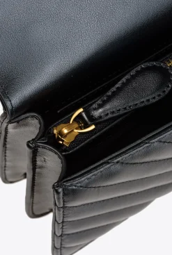 Sacs À Bandoulière|PINKO Mini Love Bag Icon Chevron Noir-Vieil Or
