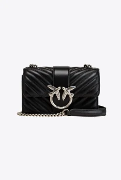 Sacs À Bandoulière|PINKO Mini Love Bag Icon Chevron Noir-Vieil Argent
