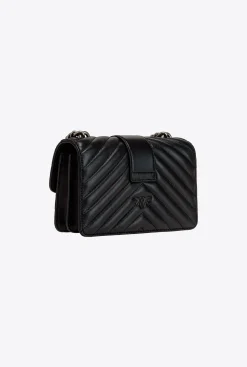 Sacs À Bandoulière|PINKO Mini Love Bag Icon Chevron Noir-Vieil Argent