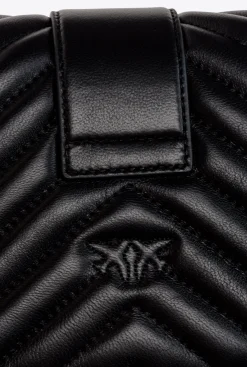 Sacs À Bandoulière|PINKO Mini Love Bag Icon Chevron Noir-Vieil Argent