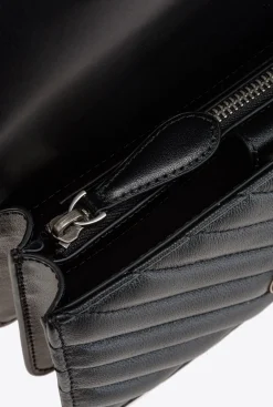 Sacs À Bandoulière|PINKO Mini Love Bag Icon Chevron Noir-Vieil Argent