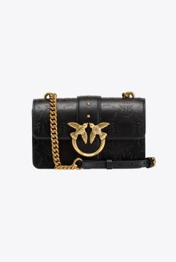 Sacs À Bandoulière|PINKO Mini Love Bag Icon New Monogram Noir-Vieil Or