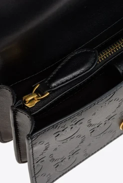 Sacs À Bandoulière|PINKO Mini Love Bag Icon New Monogram Noir-Vieil Or