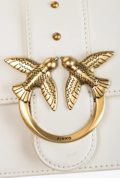 Sacs À Bandoulière|PINKO Mini Love Bag Icon Simply Blanc+Blanc-Or Antique