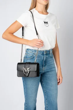 Sacs À Bandoulière|PINKO Mini Love Bag Icon Simply Noir-Vieil Argent