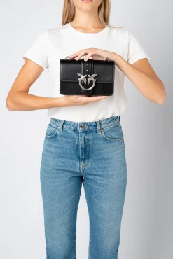 Sacs À Bandoulière|PINKO Mini Love Bag Icon Simply Noir-Vieil Argent