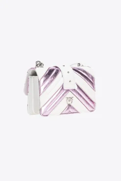 Sacs De Soirée|PINKO Mini Love Bag One A Chevrons Bicolores Galleria Rose/Blanc-Nickel Brillant
